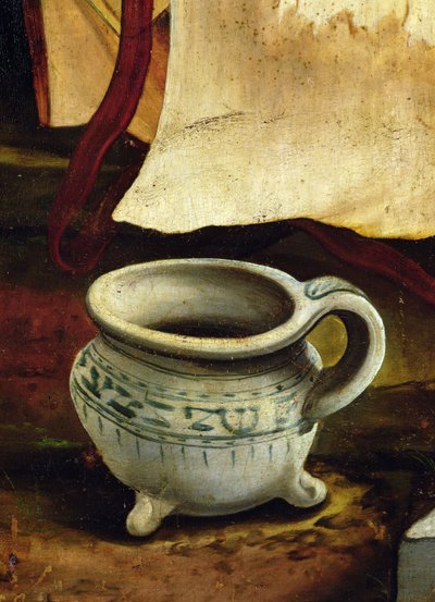 Detail of a chamber pot from Nativity scene of the Isenheim Altarpiece (outer wing) by Matthias Grünewald